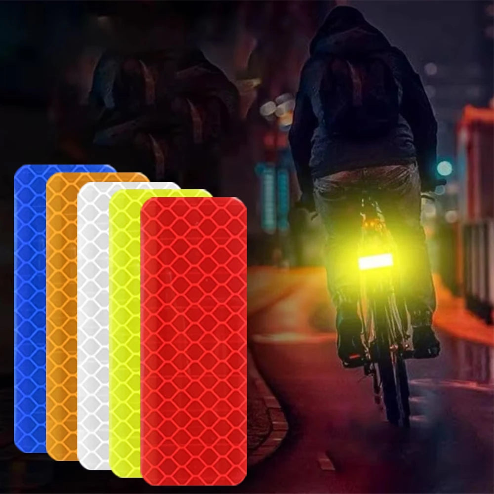 50/10pcs Car Bumper Reflective Stickers Reflective Warning Strip Tape Secure Reflector Stickers Decals Safety Warning 3*8CM