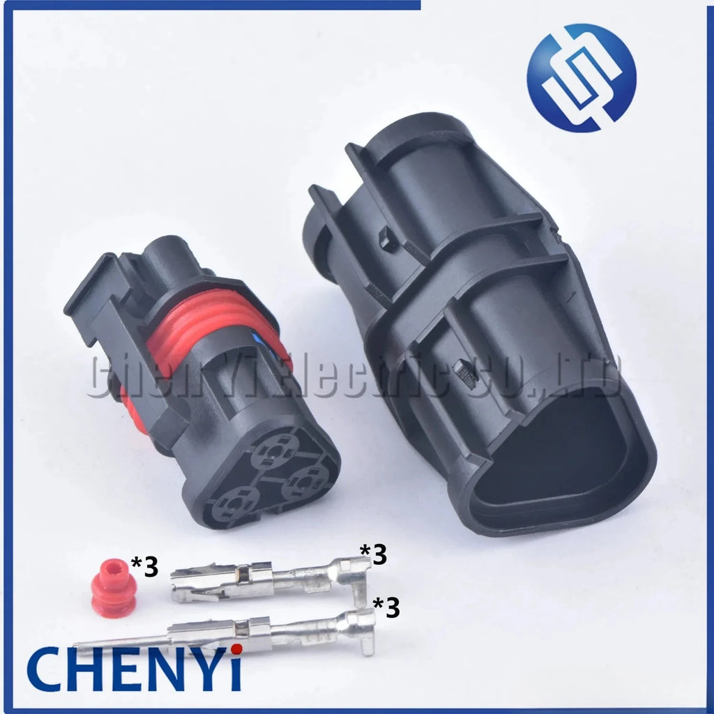 1 set Black 3 Pin female or male Automotive waterproof connector plug Harness connector sheath 14165.592.699