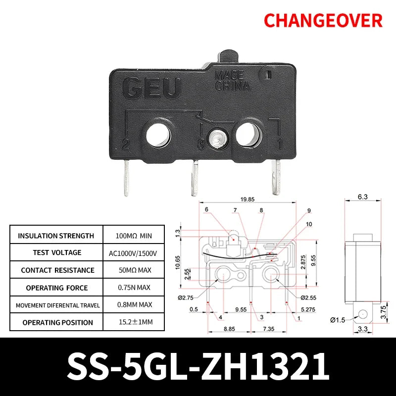 10/50/100Pcs Micro Limit Switch SPDT Snap Action, 5A 250V Mini Switch for Home Appliance, Control Circuit, DIY Projects