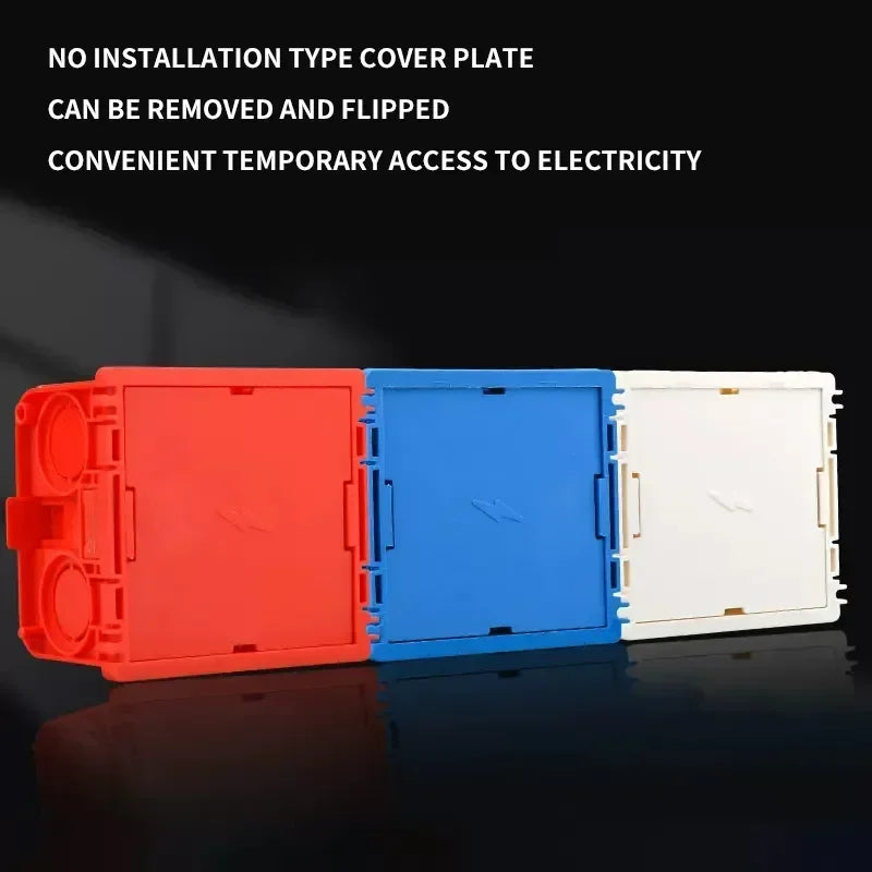 5PCS Type 86 Electrical Wall Mounting Boxes, Recessed Back Boxes with Wire Slots for Switch and Socket Installation, White Blue