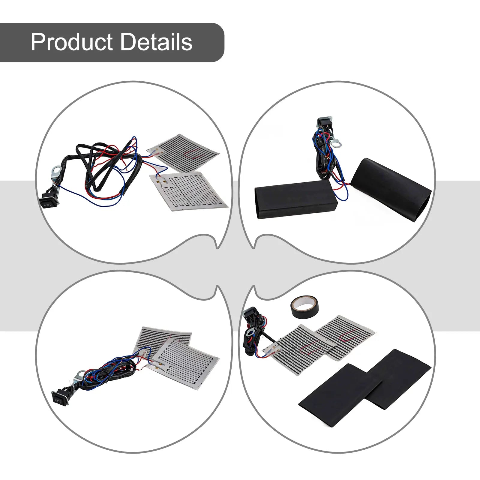 12V Motorcycle Heated Hand Grips Pads With Switch Control  Rubber ABS Motorcycle Heated Hand Grips Handlebar Heater Warmer Kit
