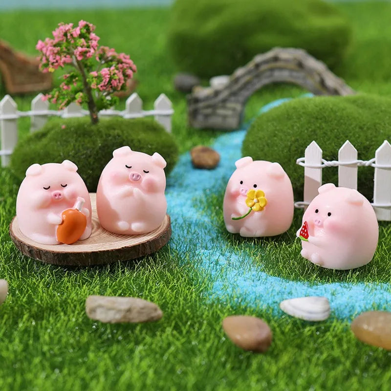 Cute Piggy Auto Interior Ornaments Resin Pink Pig Cartoon Toy Decoration Dashboard Desktop Office Garden Car Decor Accessories