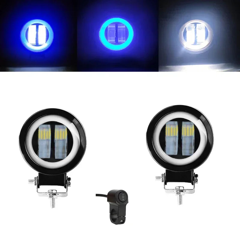 Motorcycle LED Angel Eye Work Light Bar Spot Lamp Offroad Car Boat Truck SUV Pickup 12V 24V Driving Fog Lamp Headlight Amagi