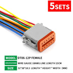 5 Sets Deutsch DT Connector with 15cm Wiring Harness DT06-2S/DT04-2P 2P 3P 4P 6P 8P 12P Waterproof Electrical Connector