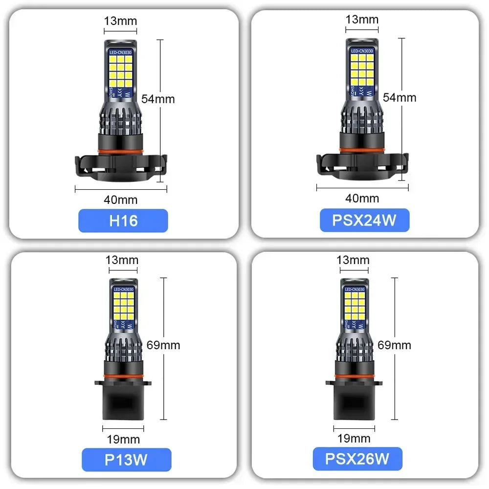 2Pcs Dual Colors H11 H8 9006 HB4 881 H27 High Quality 3030 LED Auto Fog Lamp Car Anti Fog Light Bulb Foglamps Yellow White Amagi