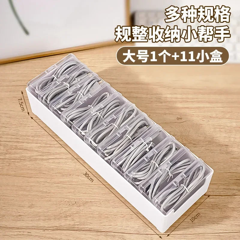 Data Cable Storage Box Home Phone Charger Separate Storage Box Desktop Cable Organizer Multifunctional Storage Organizer Amagi