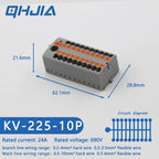 1 in Multiple Out Electrical Splitter Wire Connector Plug-in Terminal Block for Home Light Wiring Guide Rail Junction Box