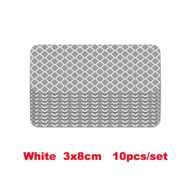 10pcs Car Bumper Reflective Stickers Reflective Warning Strip Tape Secure Reflector Stickers Decals Accessories