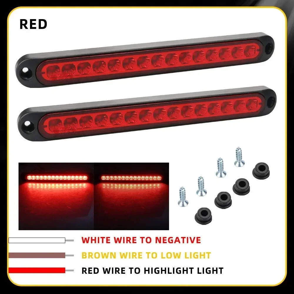 Universal 15 LED Trailer Light Bar 12-24V Brake Light with Sequential Flow Signal Turn Signal Lights for Truck Pickup Boat Amagi