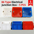Type 86 Recessed Electrical Wall Back Box – Switch & Socket Mounting Box with Wire Slots, White/Blue, 5pcs