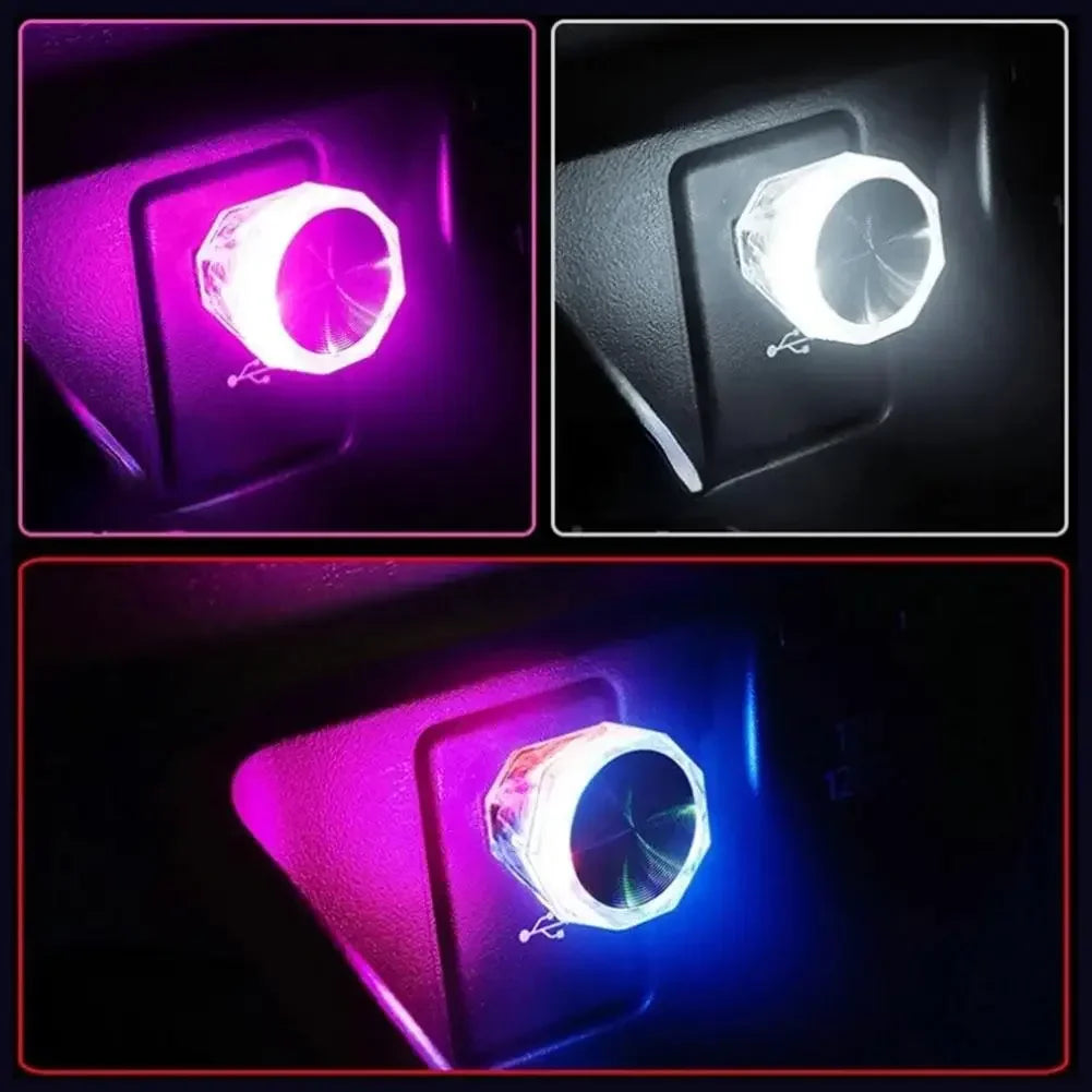 Car Cigarette Lighter USB Atmosphere Light LED Mini Colorful Night Light Wiring-Free Interior Lighting Supplies Accessories New