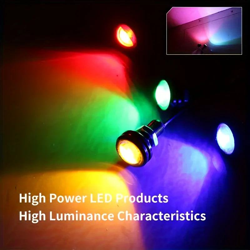 2pcs 23mm High Power White Eagle Eye LED Lights DRL Daytime Running Fog Light Tail Backup Warning Lights Car Motorcycle amabilis