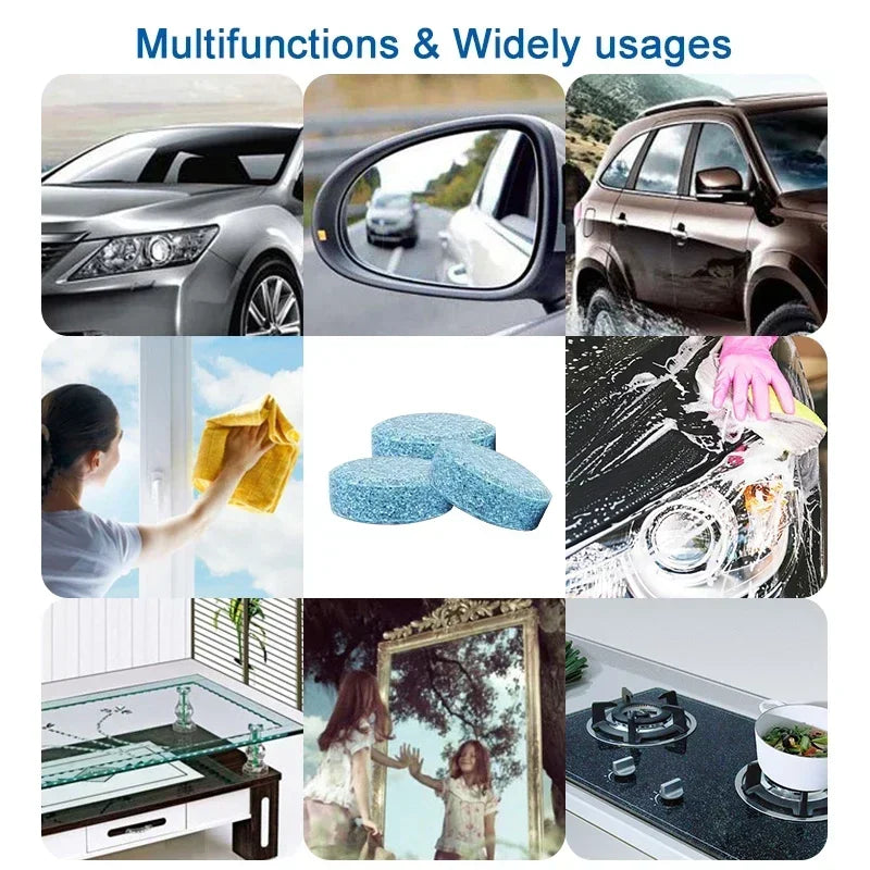 Car Windscreen Cleaner Effervescent Tablet Solid Cleaner Auto Wiper Glass Solid Cleaning Concentrated Tablets Detergent Cleaner