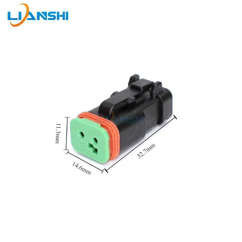 Dechi type connector DT06-2S/DT04-2P waterproof connector, 2p LED spotlight plug wiring harness