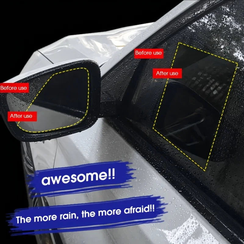6/2 Pieces Car Rearview Mirror Sticker Rain-proof Waterproof Anti-fog Film Round square Universal Motocycle Anti-reflective Film