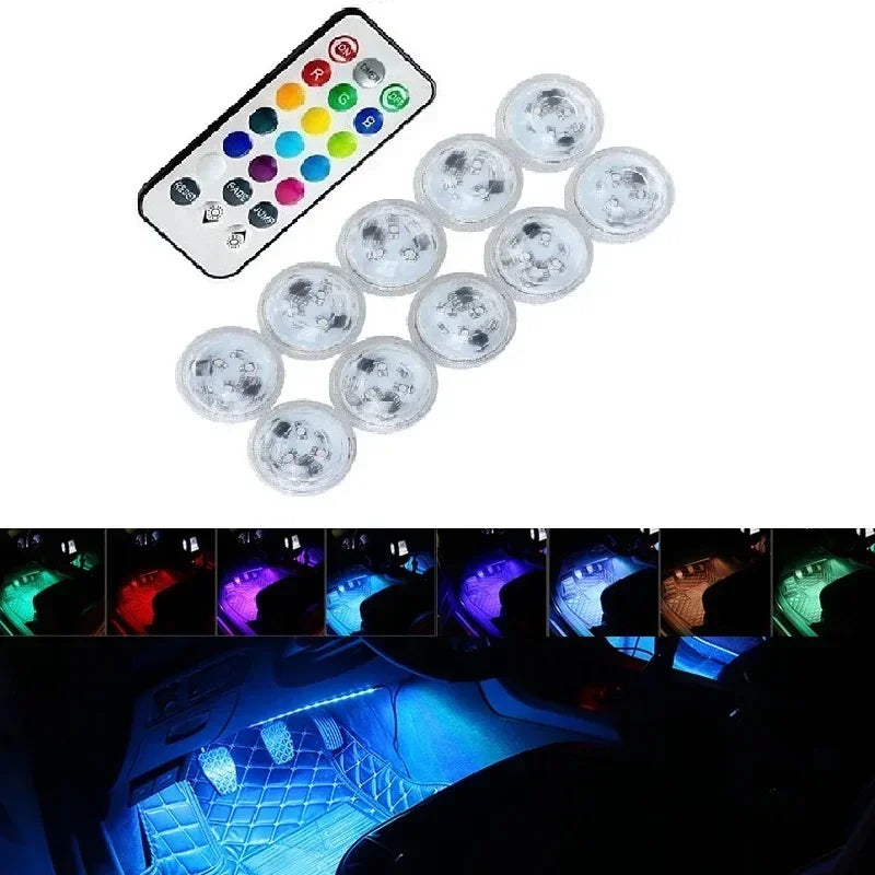 Car Auto LED RGB Interior Atmosphere Strip Light Decorative Foot Lamp With USB Wireless Remote Music Control Multiple Modes For