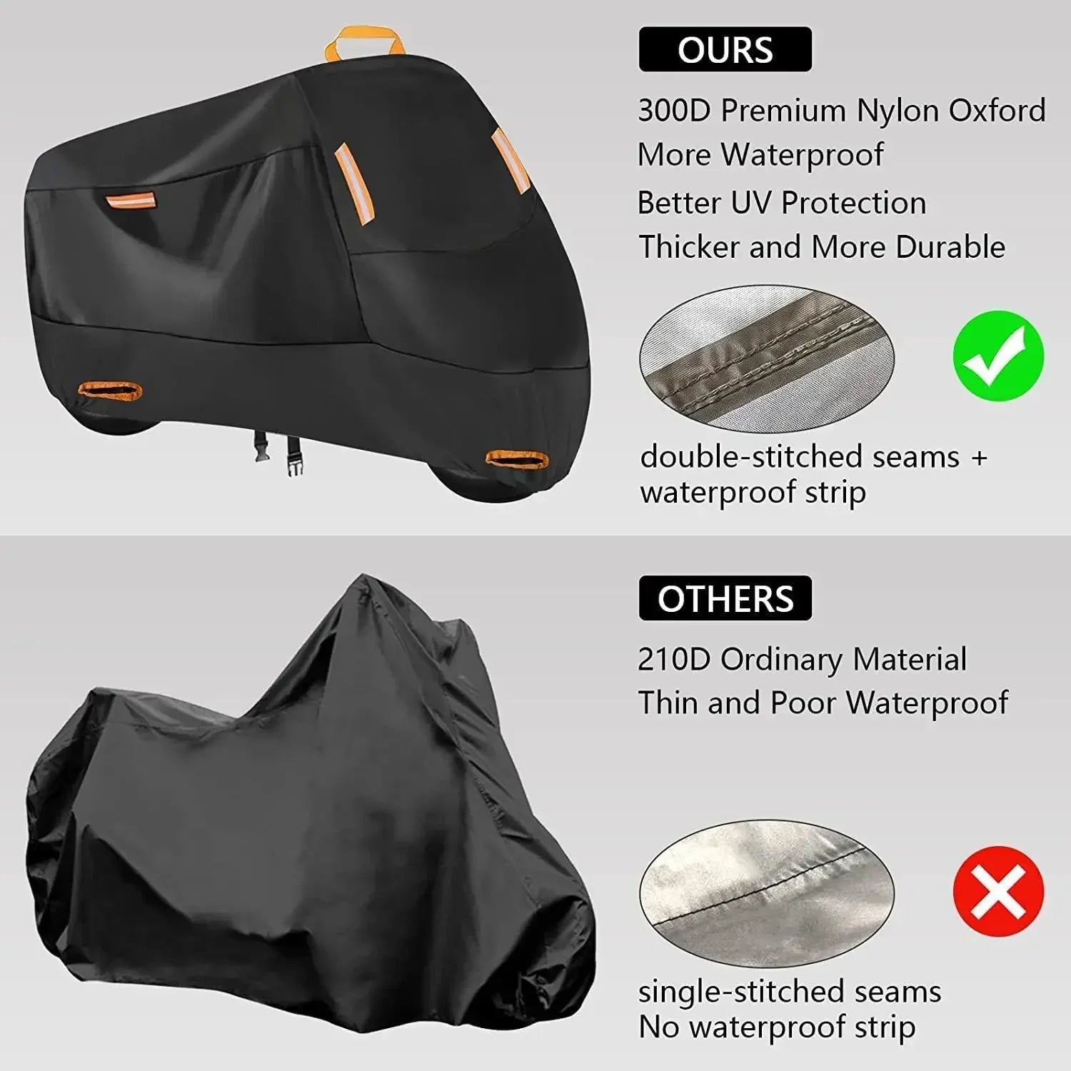 Motorcycle Cover Waterproof All Season Dustproof UV Protective Outdoor Indoor Scooter 210D 420D Wear-resistant Fabric Amagi