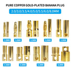 40Pcs Gold-Plated Bullet Banana Connectors, 2–8mm Pure Copper Plug Set for RC Brushless Motor & ESC Wiring