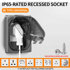 IP65 Waterproof Outdoor Socket- 16A High Power Wall Plate, 250V US/Thai Style 10A Receptacle, Bathroom & Weatherproof Electrical