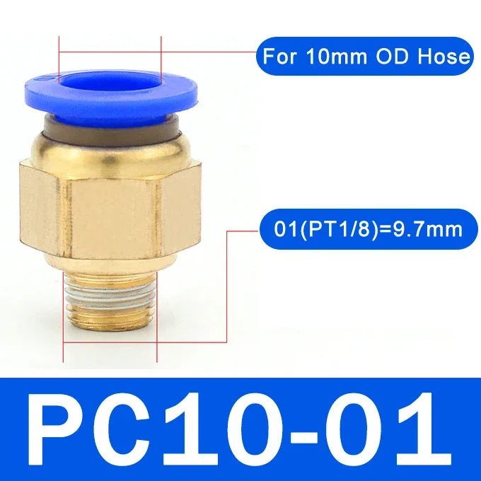 5PCS PC Pneumatic Quick Connector - 4-12mm Push In Fitting for 1/8" 1/4" 3/8" 1/2" BSPT Thread Air Hose & Tube,Industrial Use