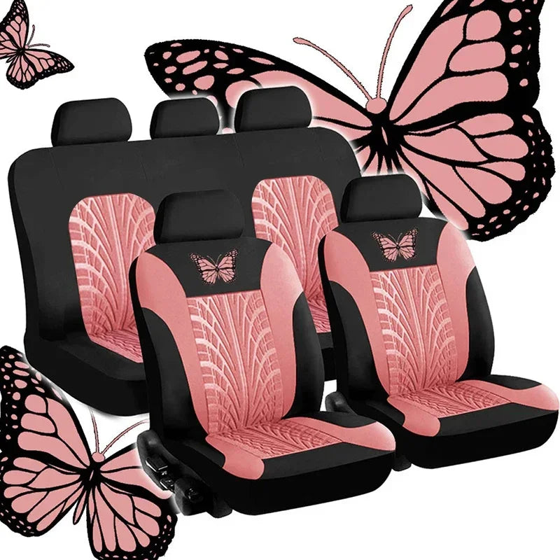 Car Seat Covers Set Universal Fit Most Cars with Butterfly pattern Tire Track Detail Styling Protector covers for the car