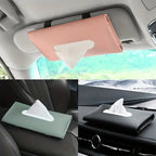 Car Tissue Box PU Leather Car Sun Visor Hanging Tissue Box Holder Auto Interior Storage Organizer Napkin Holder Accessories New