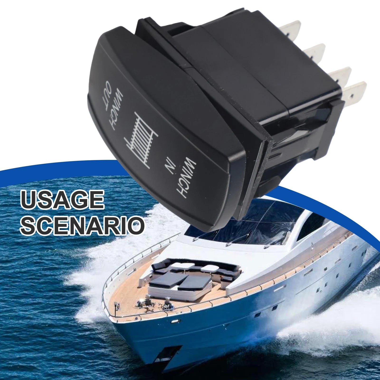 1 PC Winch IN OUT  Switch LED Rocker UTV Truck Boat 7 Pin  Switch Boat-shaped Switch For  Car Marine Truck Camper  Accessorie
