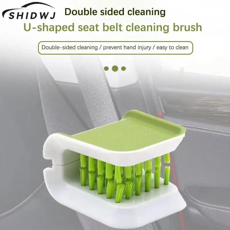 1Pcs Double Sided U Type Car Interior Openable Cleaning Brush Car Seat Belt Cleaning Brush Automotive Safe Belt Washing Tool