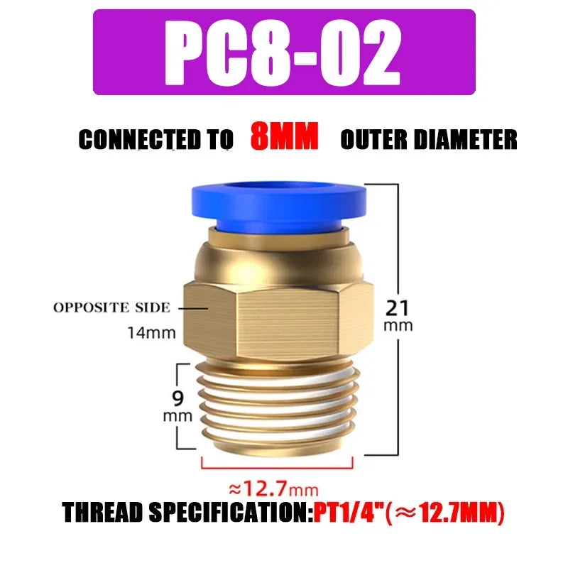 10/50PCS Pneumatic Fitting Air Connector PC 4mm 6mm 8mm 10mm 12mm Thread 1/8" 1/4" 3/8" 1/2" Hose Fittings Pipe Quick Connectors