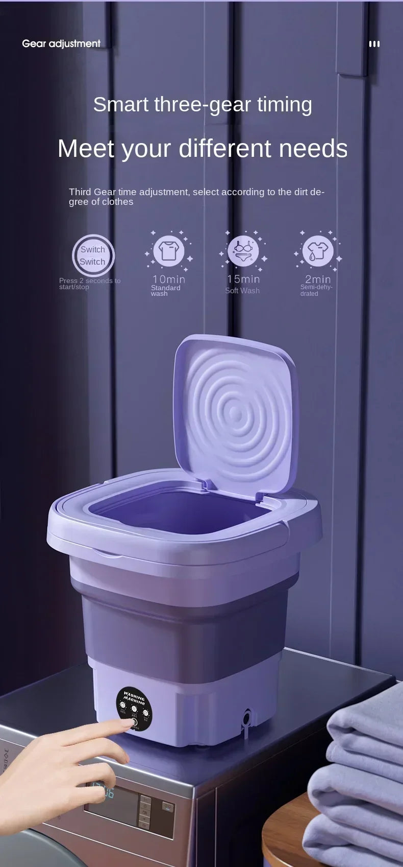 8L Portable Small Foldable Washing Machine with Spin Dryer For Socks Underwear Panties Washer Household Mini Machine Amagi