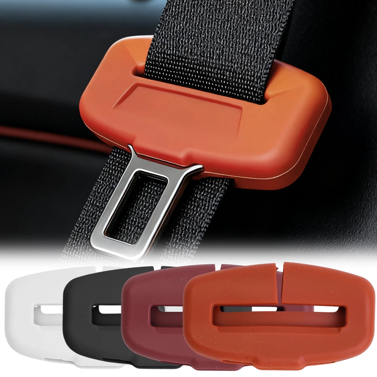 4types Silicone Anti-Collision Case Seat Belt Buckle Protector Soft Silicone Protection Anti Scratch Seat Belt Buckle Accessory