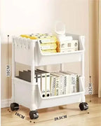 Mobile Storage Shelf] Mobile Plastic Storage Shelf Unit with Wheels - Practical Shelf for Living Room, Bedroom, Dormitory Amagi
