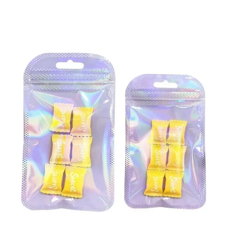 Colorful Laser Ziplock Bag Packaging Bags For Earring Jewelry Display Bags Pouch Gift Packaging Resealable Storage Bag Amagi