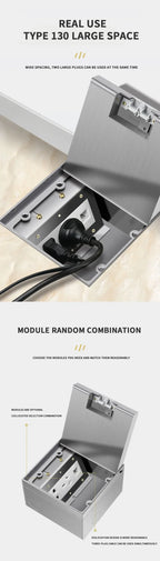 Stainless Steel Floor Socket Outlet, Hidden Flush Mount Electrical Floor Power Socket for EU US FR BR IL Standard Plug
