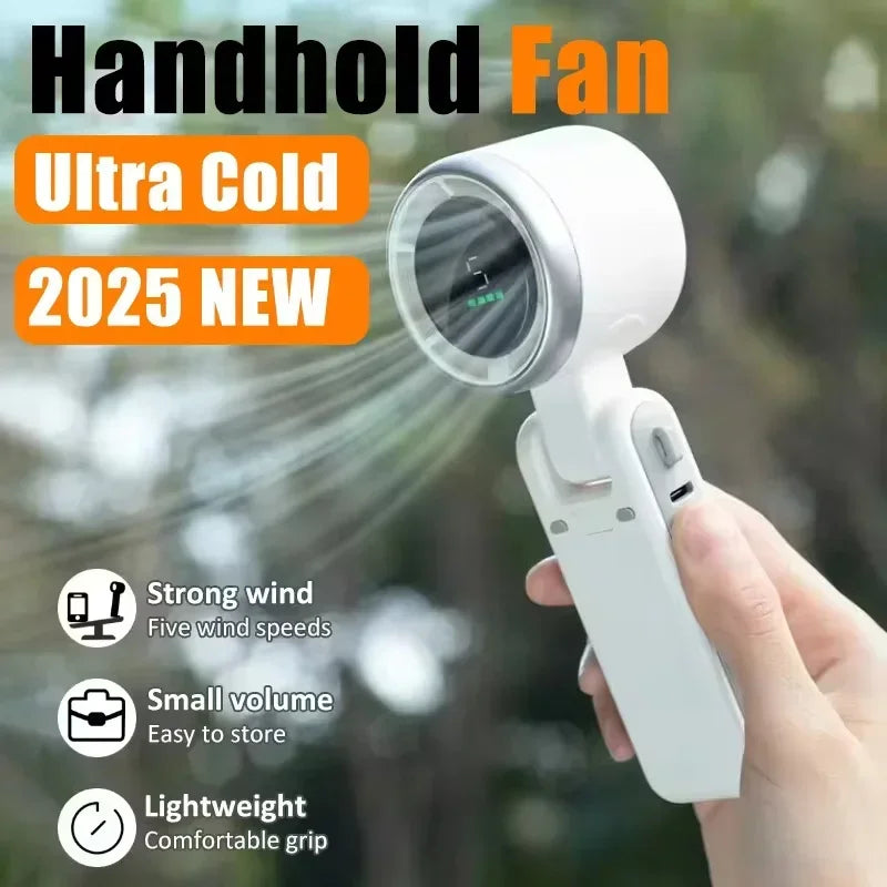 Car Portable Mini Fan 3600mA Rechargeable Battery USB Foldable Handheld Fan Turbo Bladeless Small Pocket Fan for Outdoor Amagi