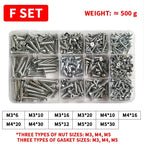 M3-M6 Phillips Pan Head Self-Tapping Screw Assortment Kit with Nuts & Washers - Stainless Steel Fastener Set for DIY/Machinery