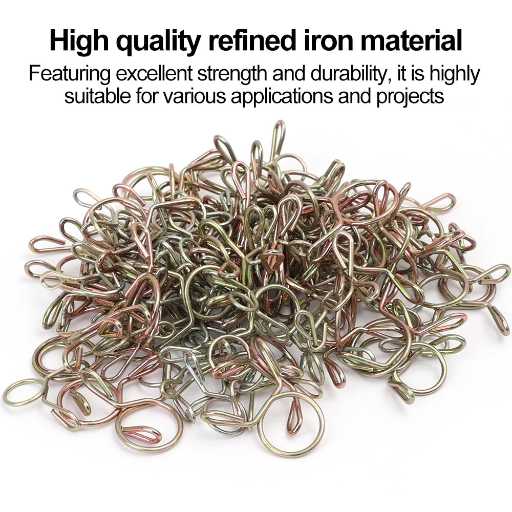 20/10Pcs Spring Hoop Hose Clamp Zinc Plated Pipe Clip Fuel Tube Water Pipe Air Tubing Fixed Clip Assortment Kit Home Hardware