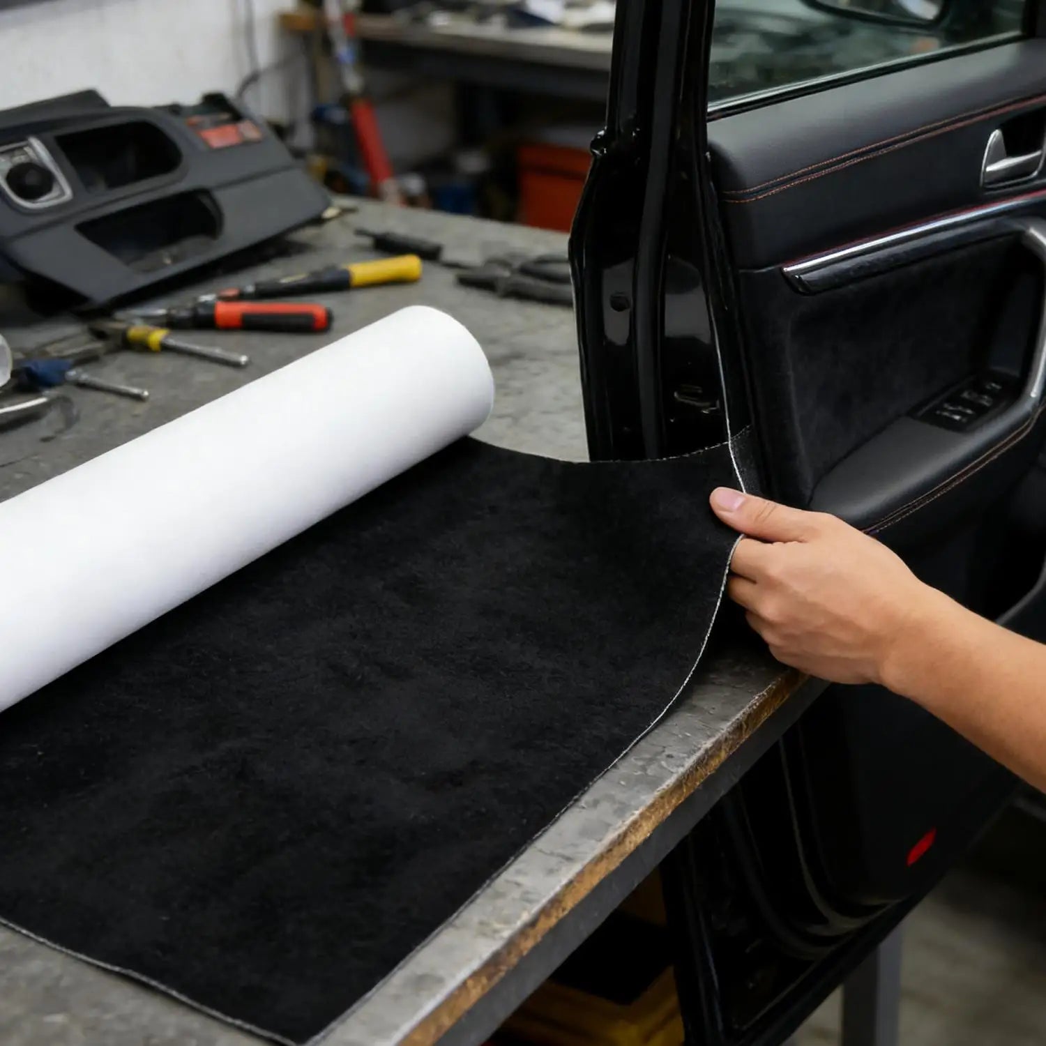 Car Self Adhesive Suede Fabric Sheet Rolls Sticker on For Interior Line Drawers Jewelry Box Faux Suede Wrap Film Sticker Stretch