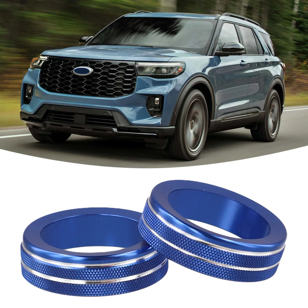 2pc AC Volume Control Switch Knob Trim Cover Ring For Ford For Explorer 2020-2025 Volume Knob Cover Switch Trim Car Styling Trim
