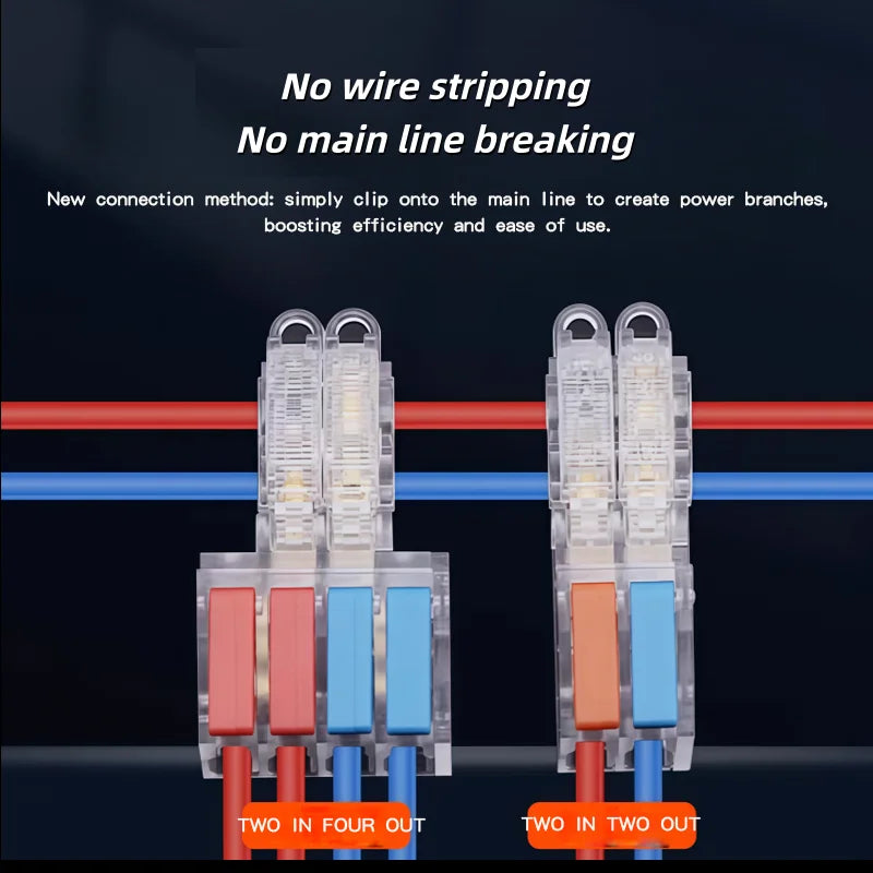 T-Type No-Stripping Quick Wire Connector Terminal Block ,Wire Splitter/Combiner Fast Connector for Household Electrical Wiring