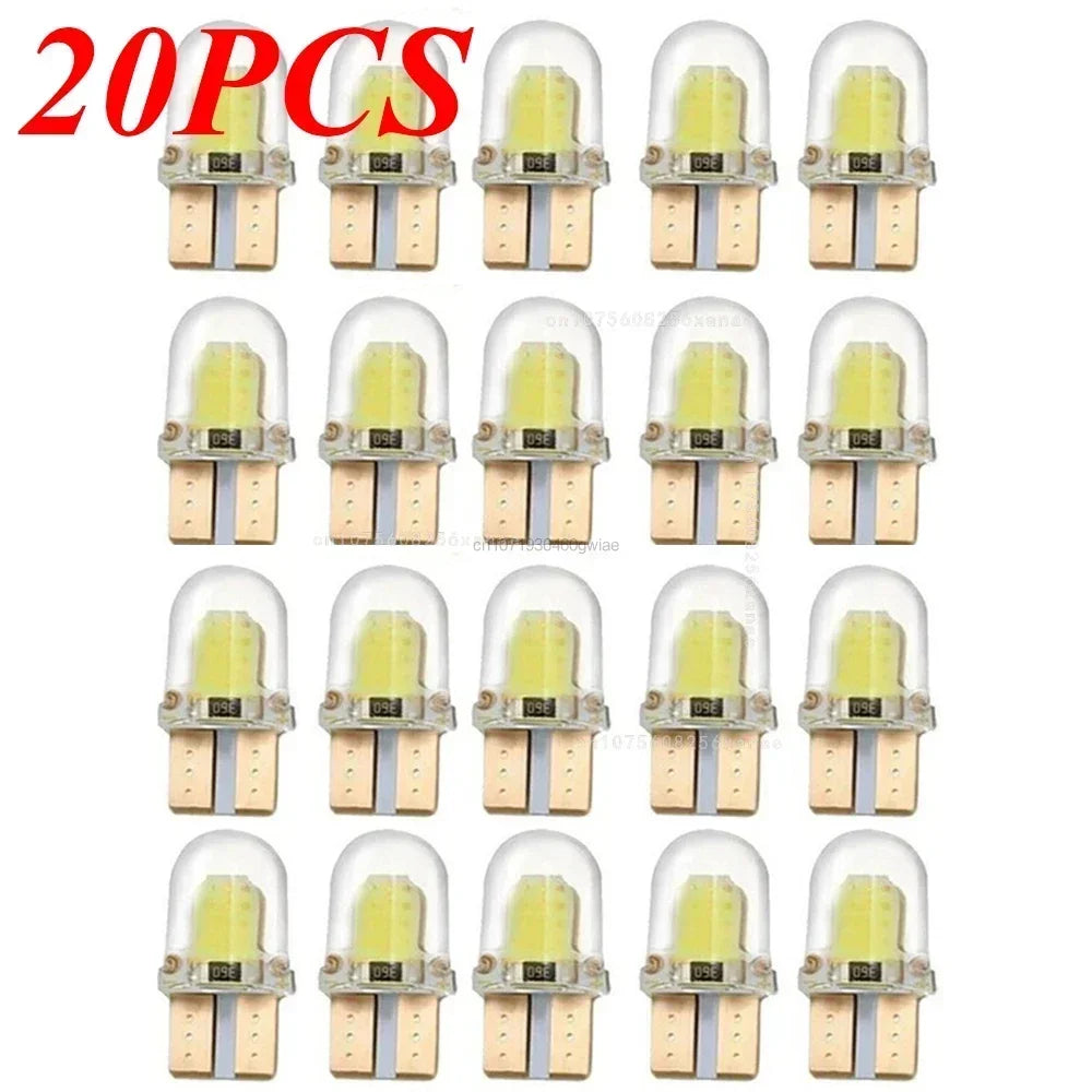 10pcs Car Interior Lamps T10 194 168 W5W COB 4 SMD LED CANBUS Silica Bright White Wedge Clearance License Light Bulbs Car Amagi