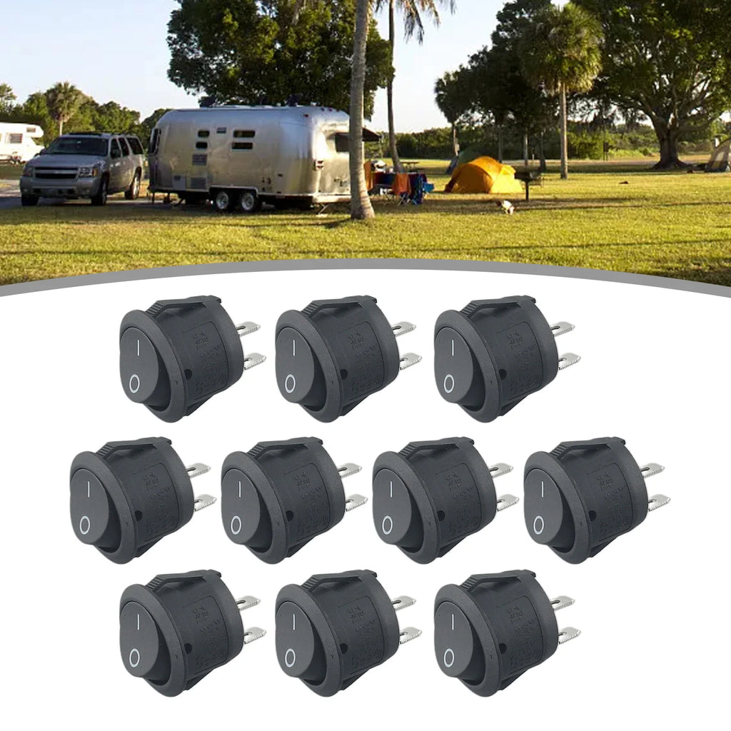 10PCS 12V Round Rocker Switch ON/OFF 2 Pin SPST Camper Van Caravan Motorhome For Car Auto Boat Household Appliances