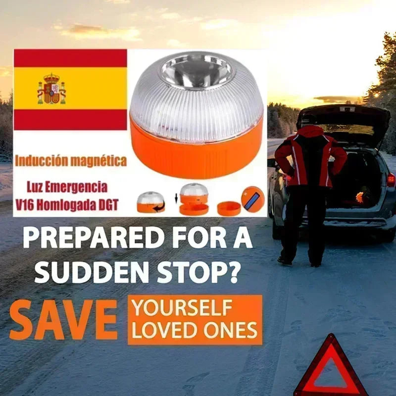 LED Car Emergency Light Approved by DGT with Geolocation Tracker for Quick And Efficient Position Light 360 Degree Vision Amagi