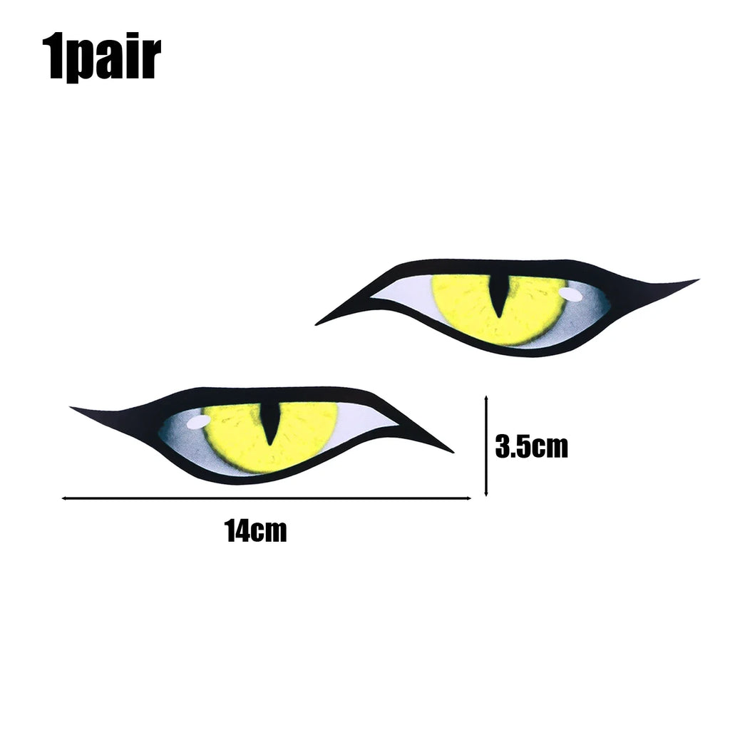 3D Reflective Eyes Stickers for Motorcycle Scooter Windshield Auto Decorative Night Light Safety Front Car Stickers Waterproof