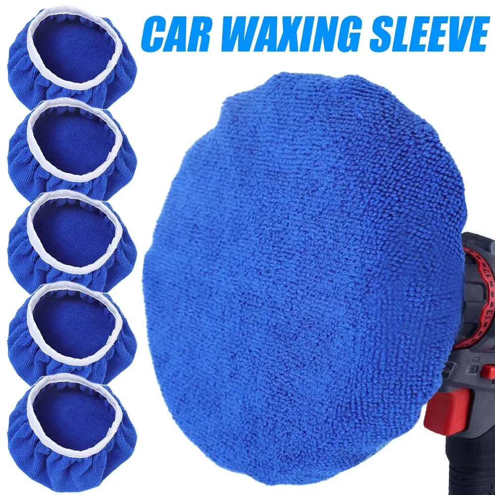 5-10inches Car Waxing Sleeves Microfiber Polisher Lint-free Cloth Covers Polishing Hood Car Paint Care Cleaning Maintenance Tool