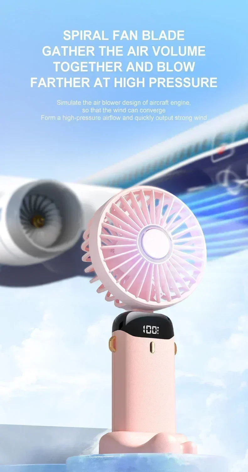 Car 3 in 1 Portable Fan Handheld Neck Desk Fan 5 Speed Digital Display Ultra Quiet Makeup Fan for Women Desktop Clip Office Amag
