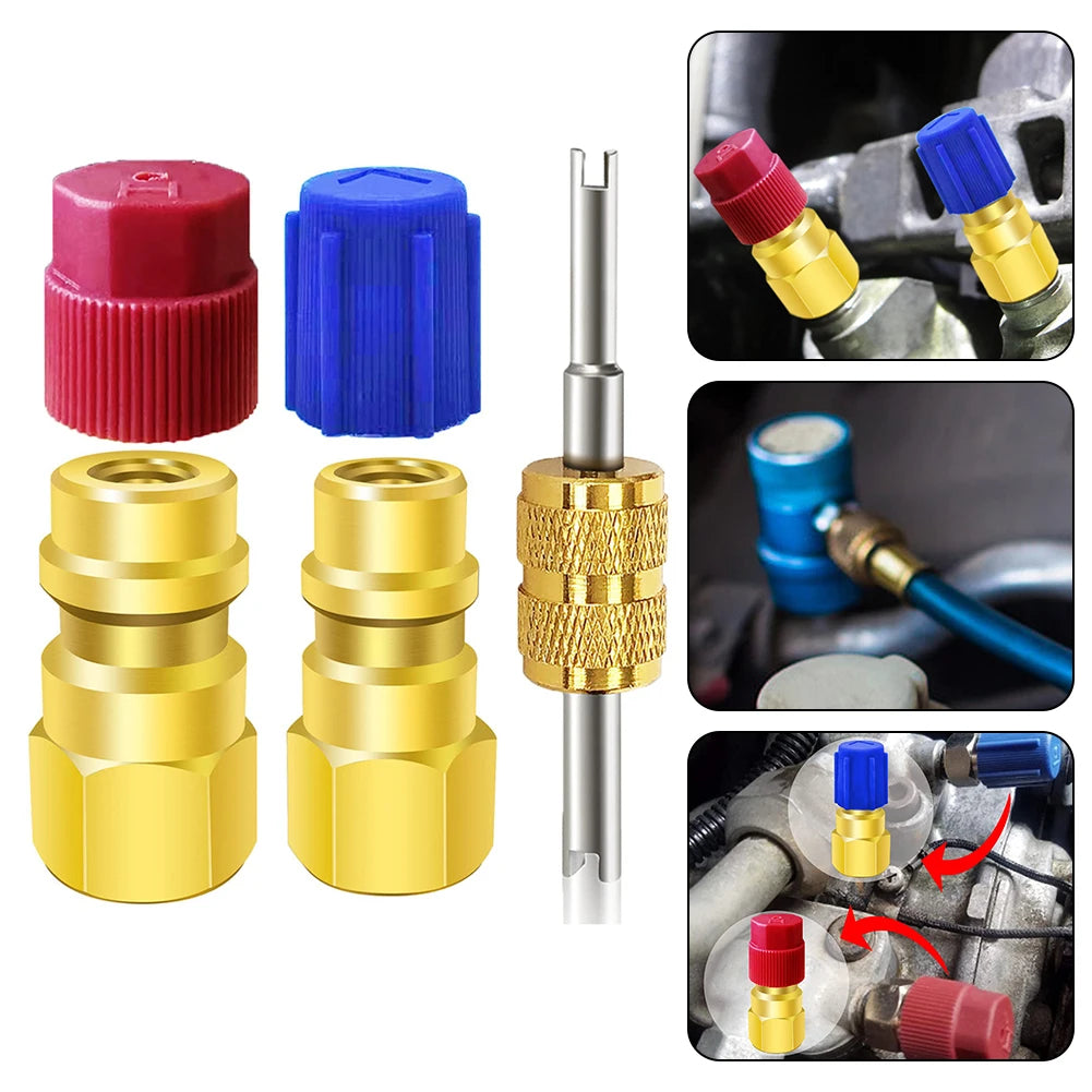 1 Pc R12 To R134a Conversion Kit  Air Conditioner Filling Valve Fittings Port Adapter Retrofit Quick Disconnect Couplers