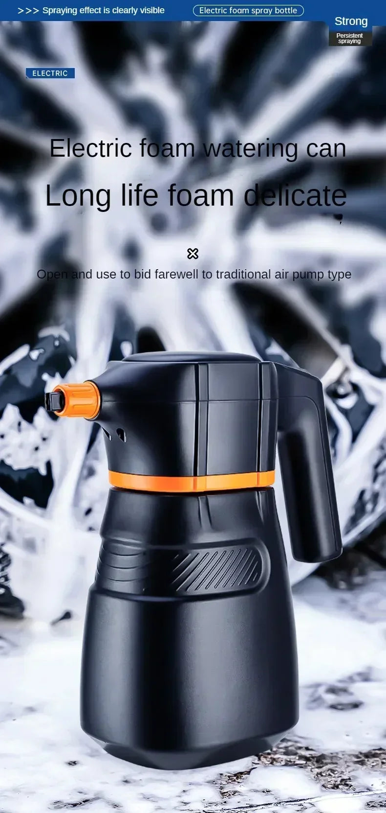 DIY Electric Foam Sprayer Foaming Pump Sprayer USB Rechargeable Lithium Auto Wash Battery Cleaning Tool Auto Accessories Amagi