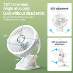 Rechargeable Desktop and Clip on LED Light Fan with Circulating Air Fan, 2000mAh, Portable Wireless Mobile Ceiling Fan Amagi