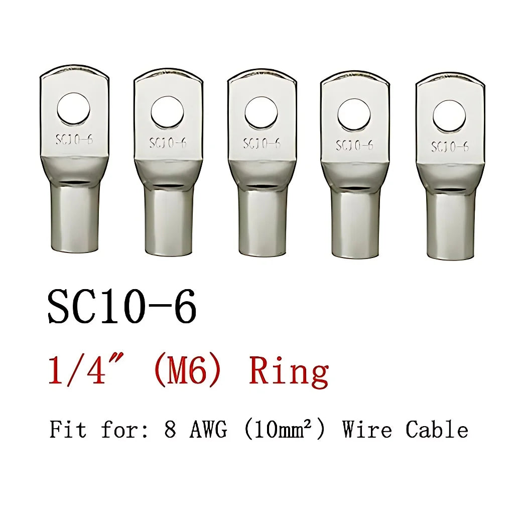 100pcs Copper Lug Ring Wire Connectors Cable Electric Crimp Terminal SC6-6 SC6-8 SC10-6 SC10-8 SC16-6 SC16-10 SC25-6 SC25-12
